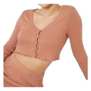 LA Hearts by Pacsun Womens Ribbed V-Neck Lounge on One Crop Cardigan Size Medium